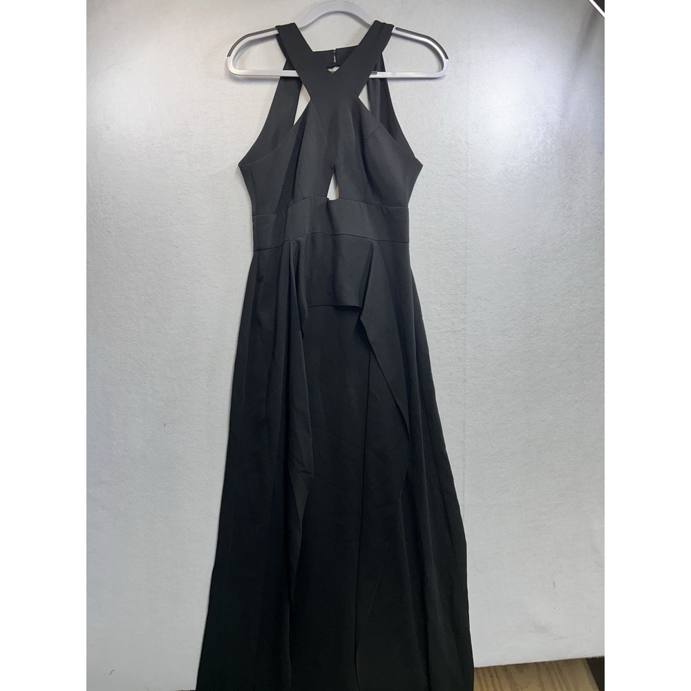 BCBGMAXAZRIA "Bryleigh"‎ Black Halter 8 Open Back Cutout Zip NWT
